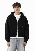 Fanaze Boxy Fit Double Zipper Black Hoodie