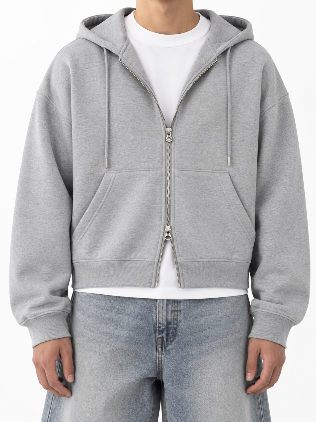 Fanaze Boxy Fit Double Zipper Black Hoodie