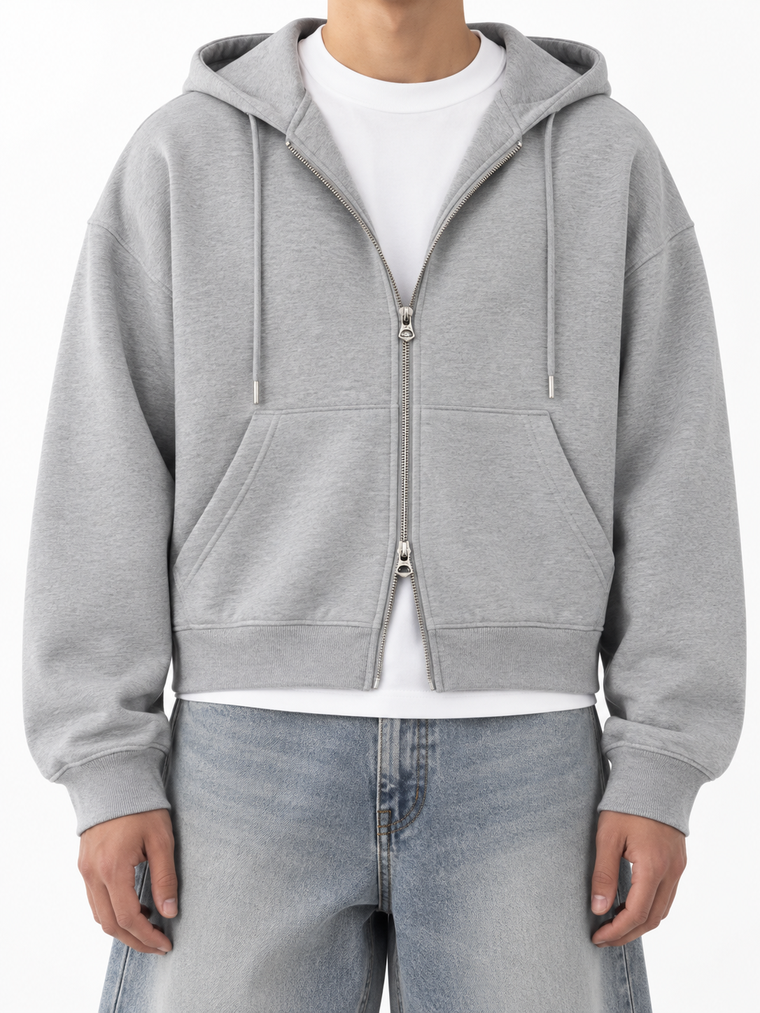 Fanaze Boxy Fit Double Zipper Black Hoodie