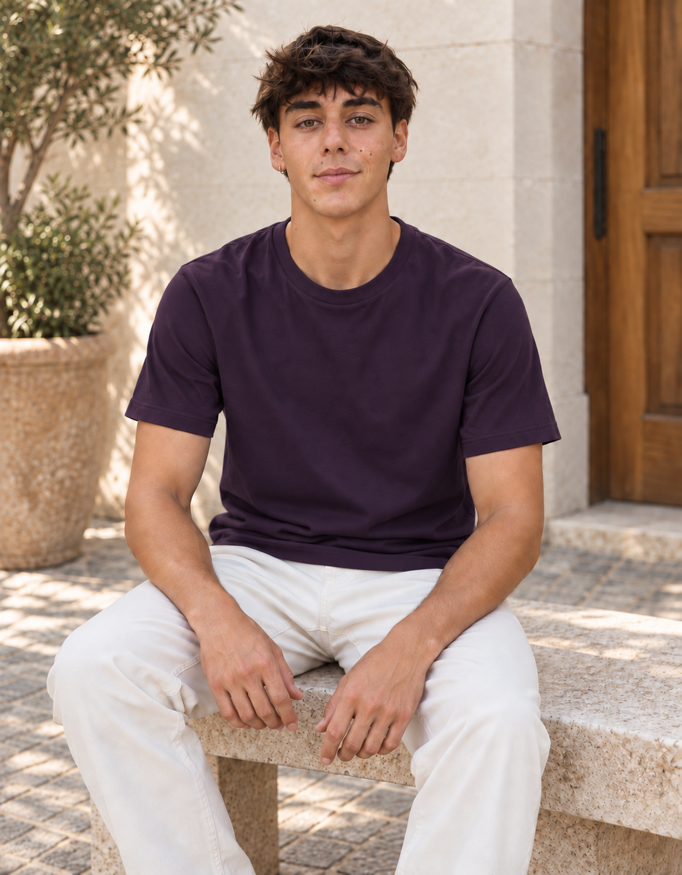 Classic Crew Plain T-Shirt, Purple