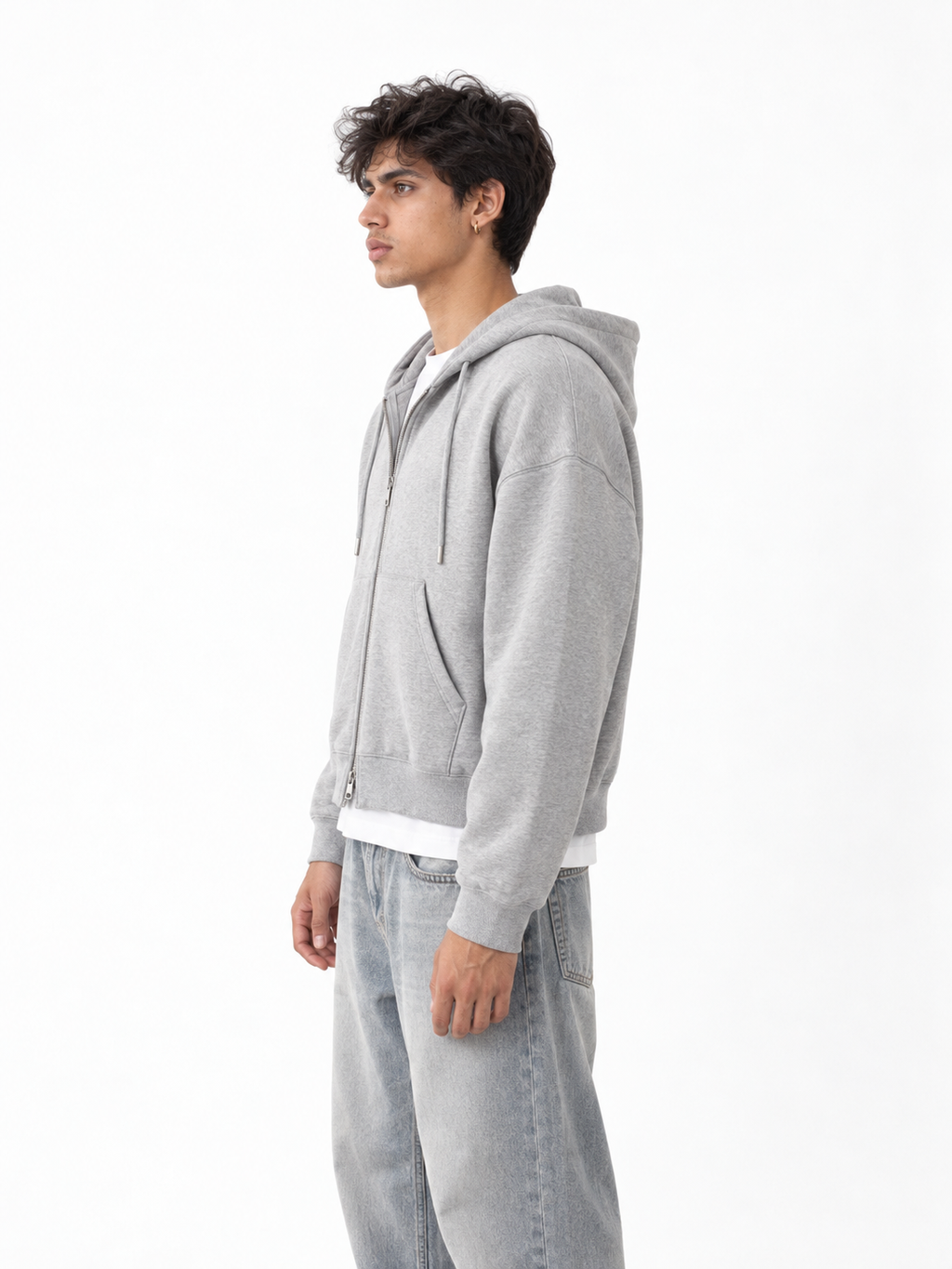 Fanaze Boxy Fit Double Zipper Black Hoodie