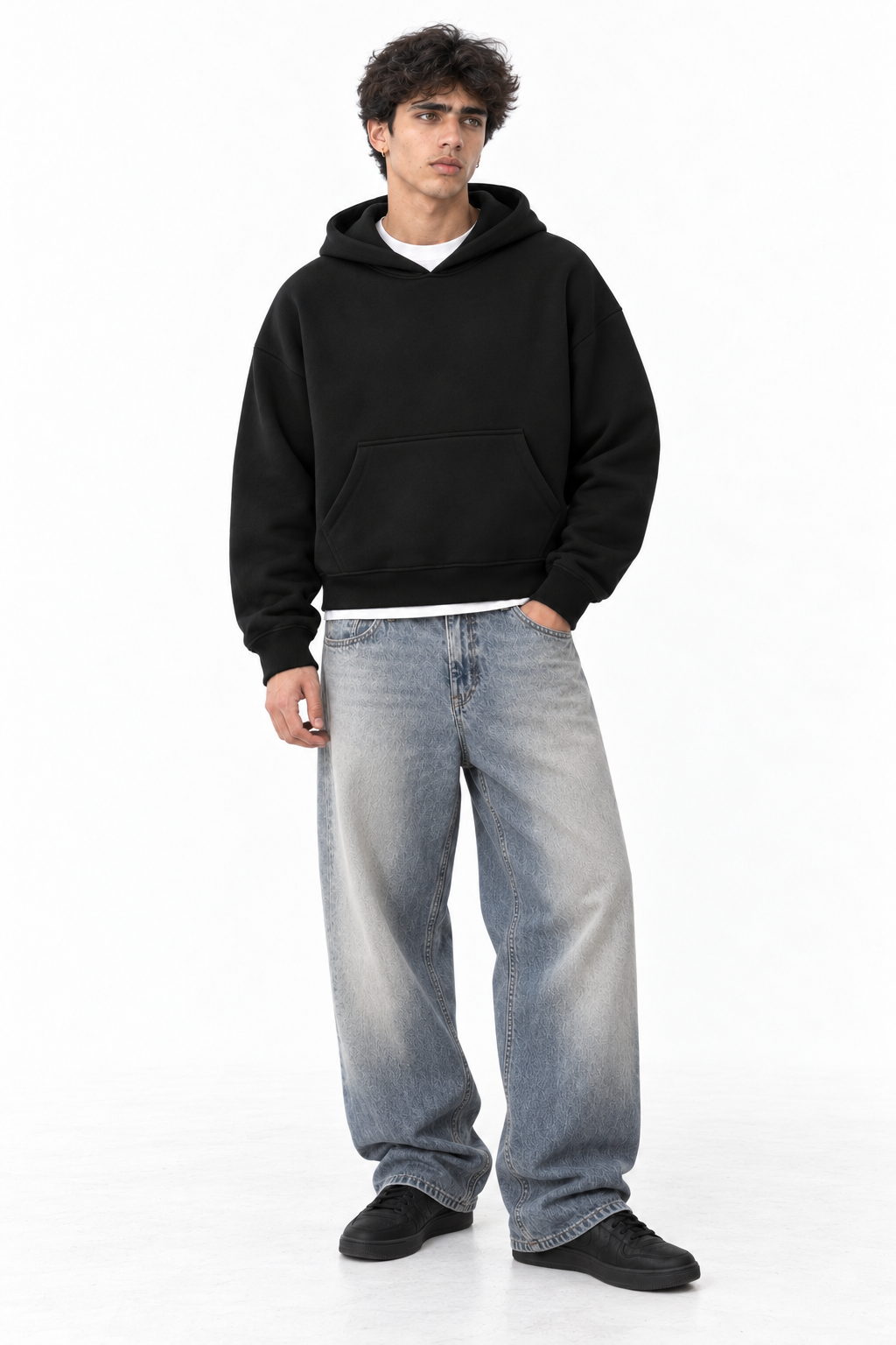 Fanaze Boxy Fit Hoodie, Black