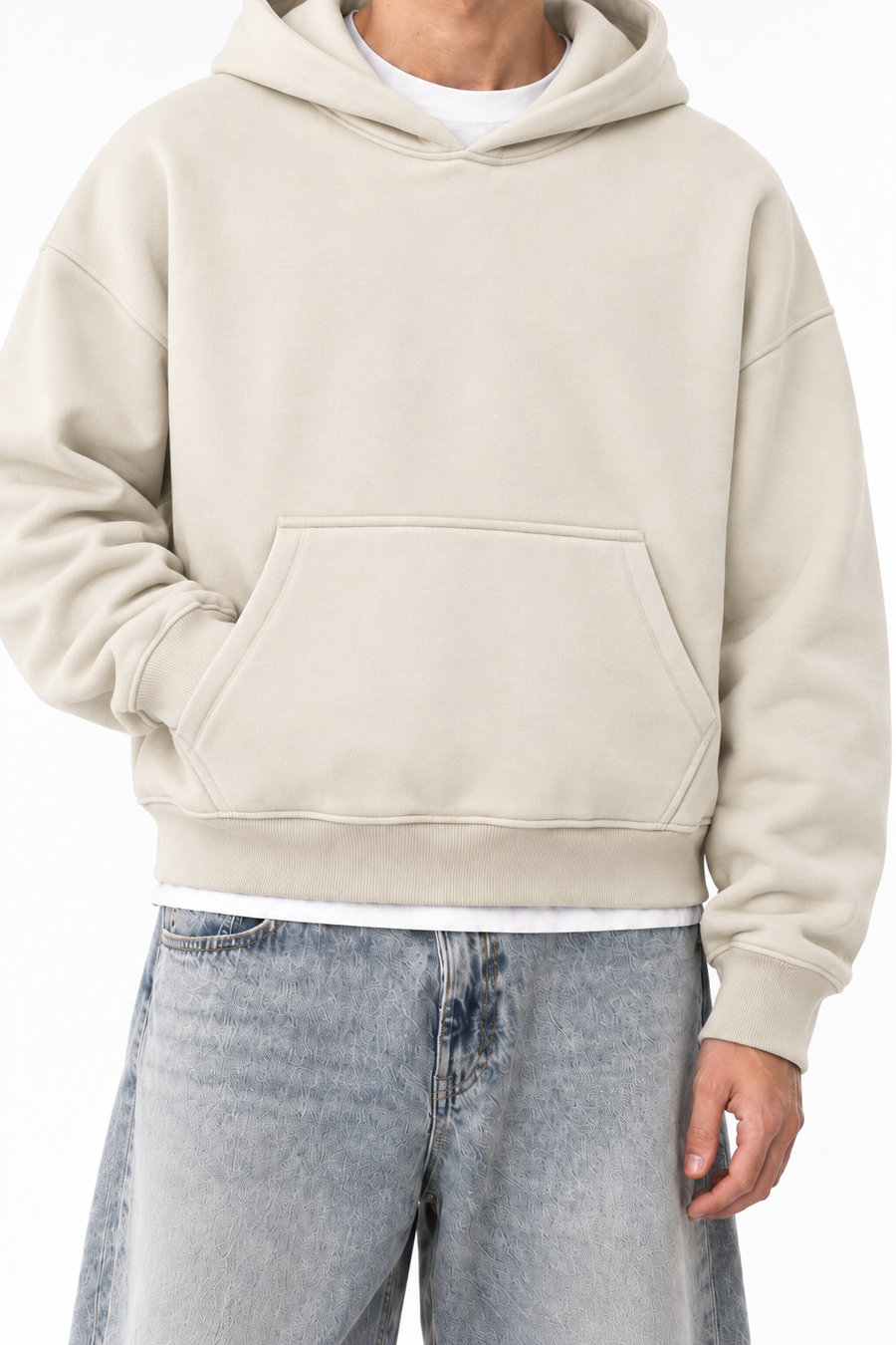 Fanaze Boxy Fit Hoodie, Cream