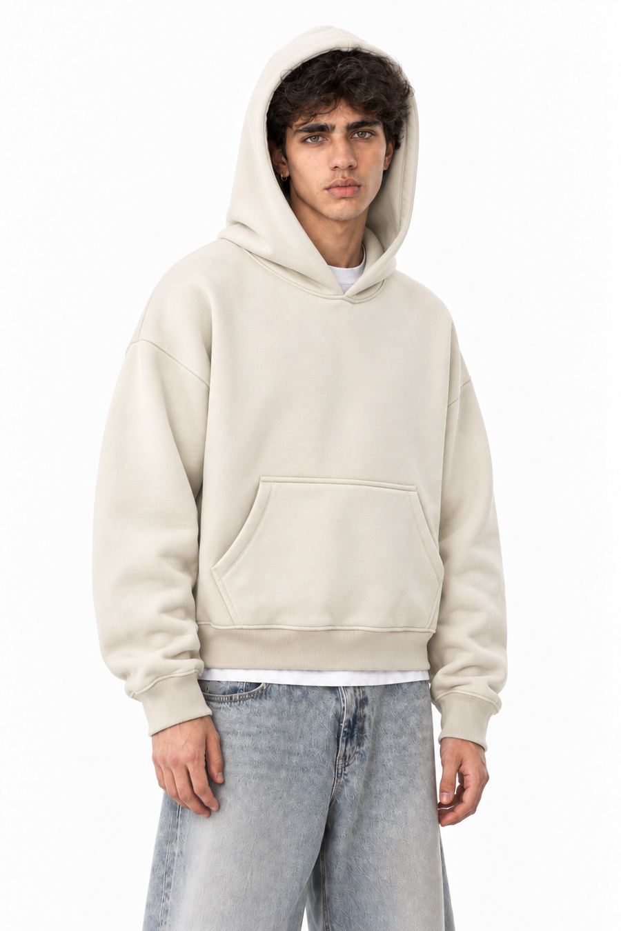Fanaze Boxy Fit Hoodie, Cream