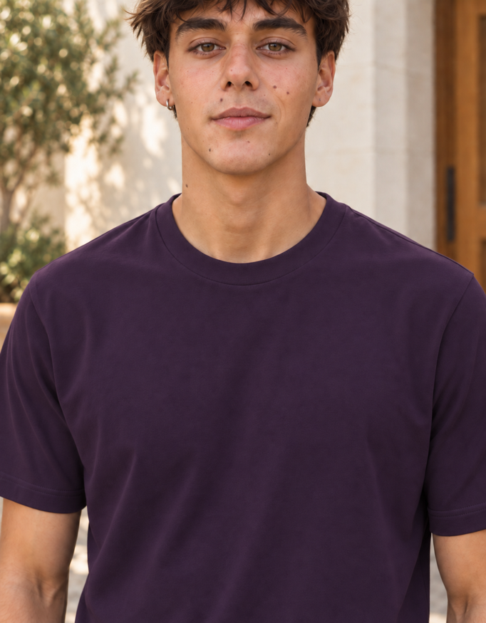 Classic Crew Plain T-Shirt, Purple