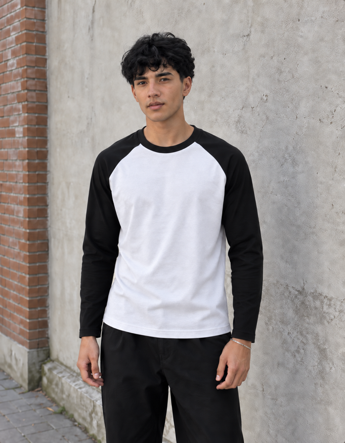 Fanaze Raglan T-Shirt, Black White