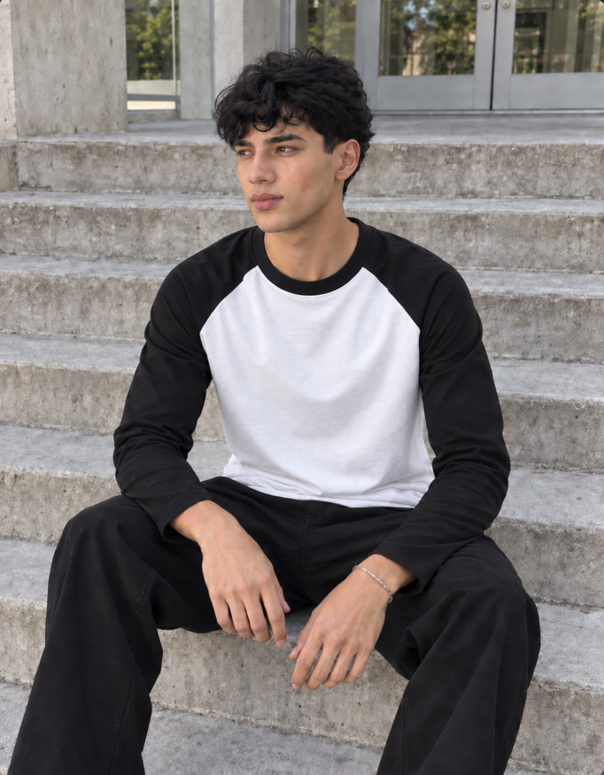 Fanaze Raglan T-Shirt, Black White