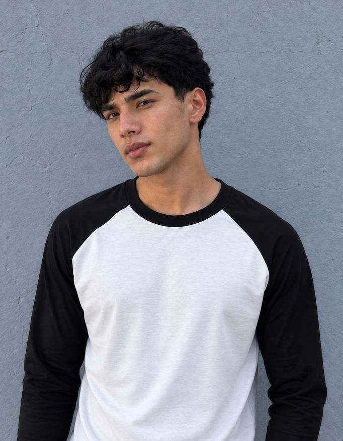 Fanaze Raglan T-Shirt, Black White