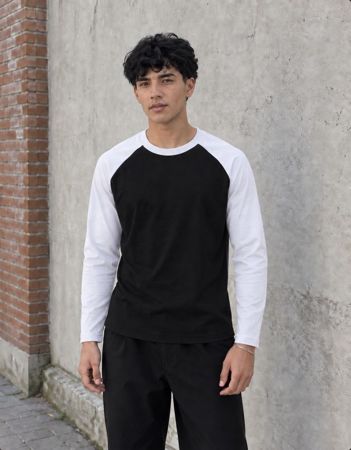 Fanaze Raglan T-Shirt, White Black