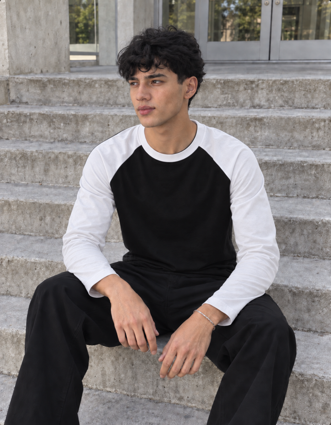 Fanaze Raglan T-Shirt, White Black