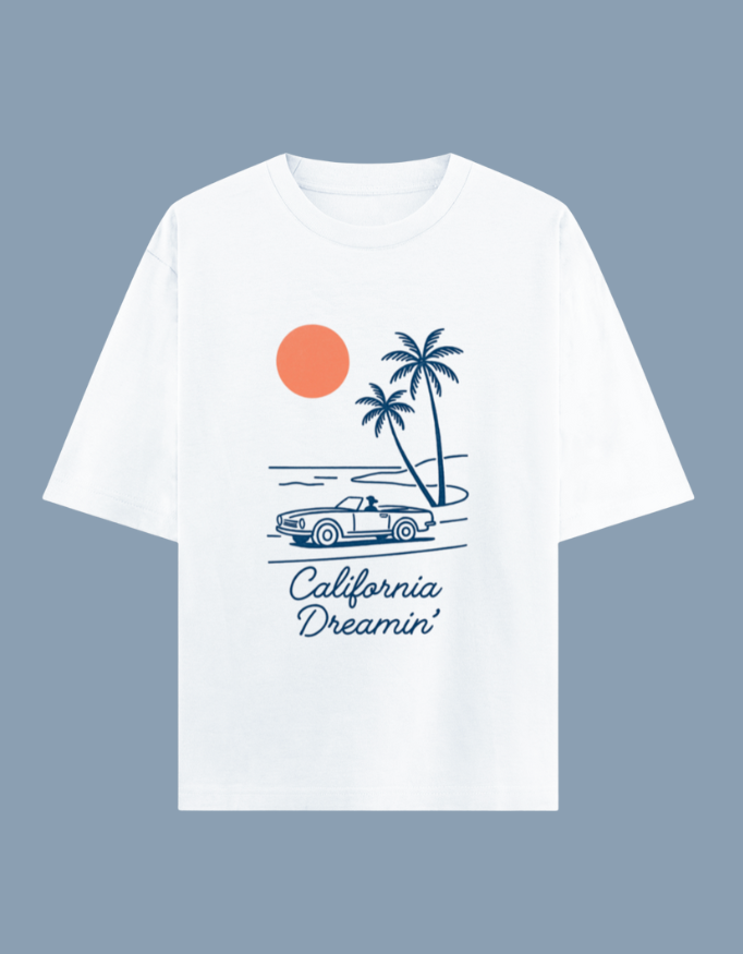 California Dreamin' Vintage Convertible Scene Oversized T-shirt