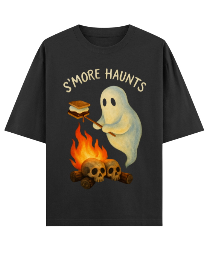 Ghostly S’more Roasting Oversized Halloween T-shirt