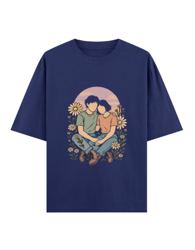 Timeless Love Amidst Blossoms Oversized T-shirt