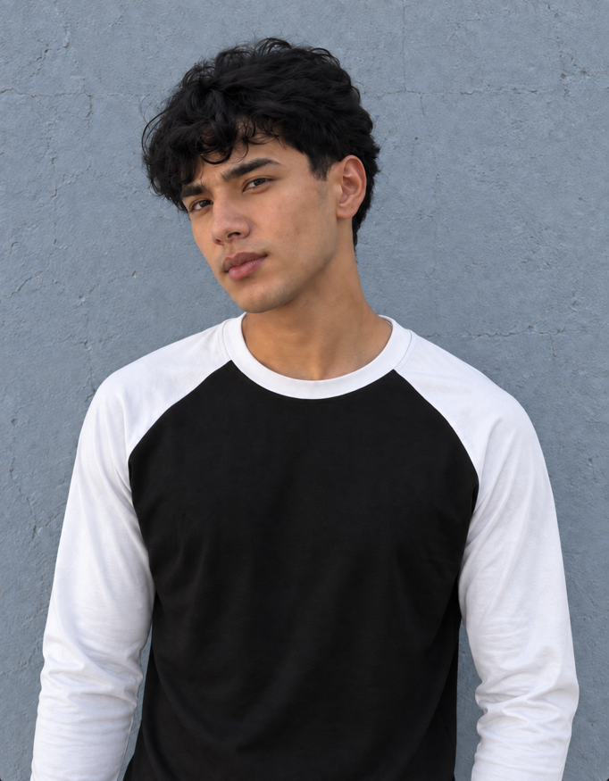 Fanaze Raglan T-Shirt, White Black