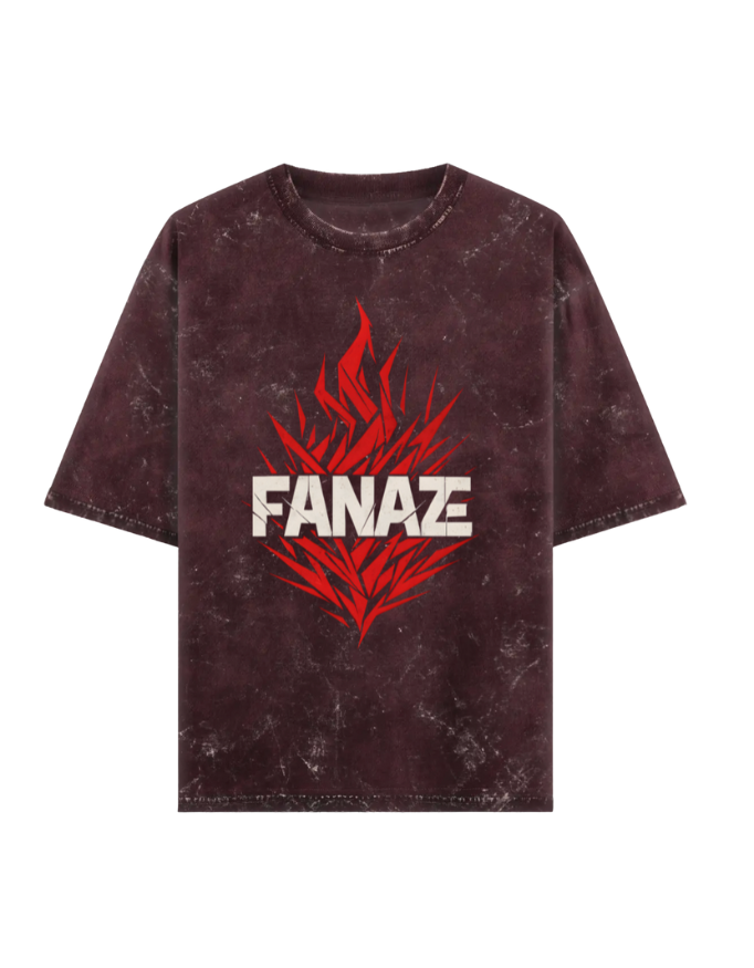 FANAZE Burnt Core Premium Acid Washed Oversized Tee