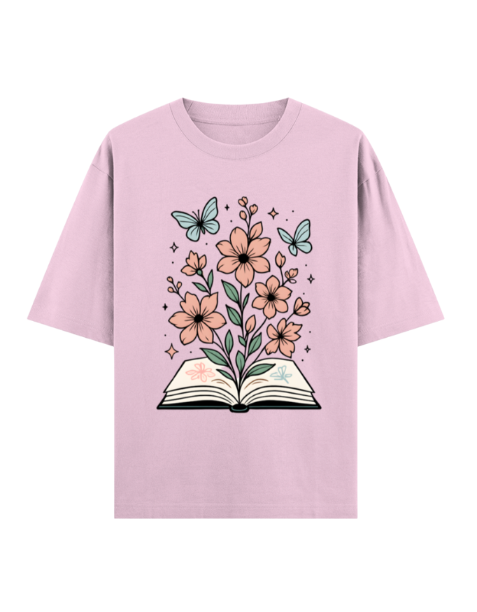 Blooming Book with Butterflies Oversized T-shirt