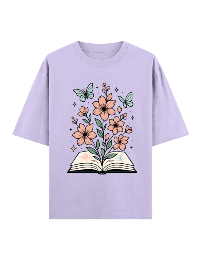 Blooming Book with Butterflies Oversized T-shirt
