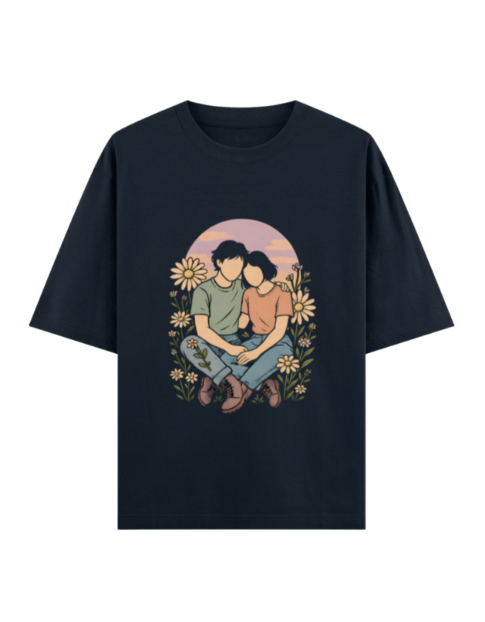 Timeless Love Amidst Blossoms Oversized T-shirt