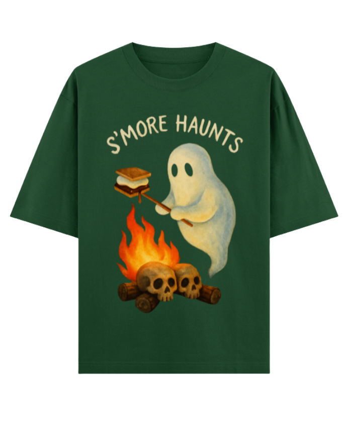 Ghostly S’more Roasting Oversized Halloween T-shirt