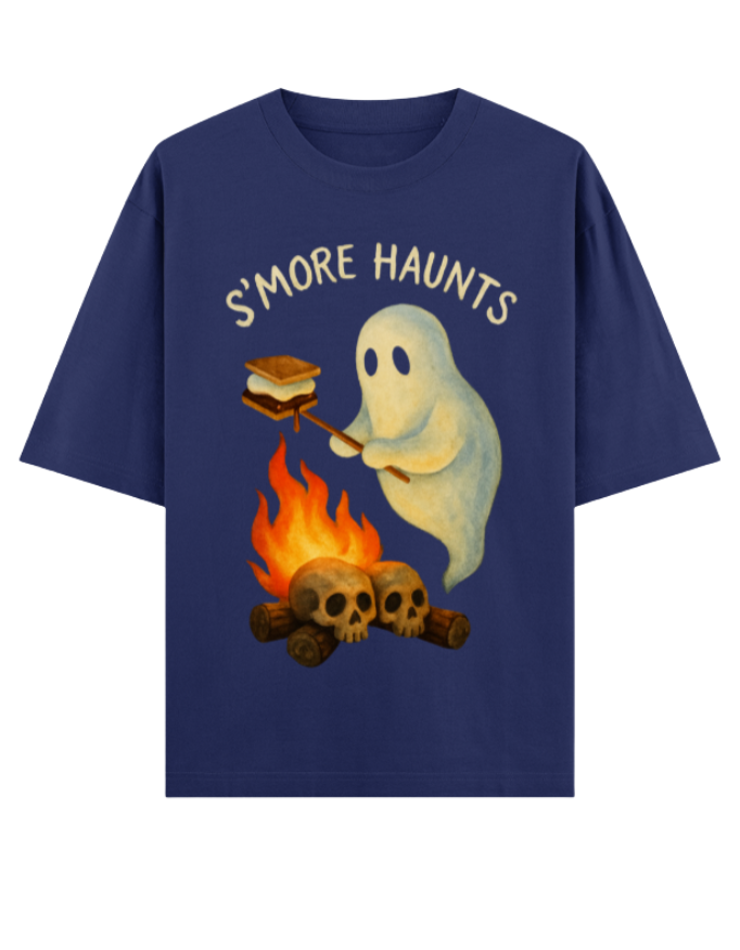 Ghostly S’more Roasting Oversized Halloween T-shirt