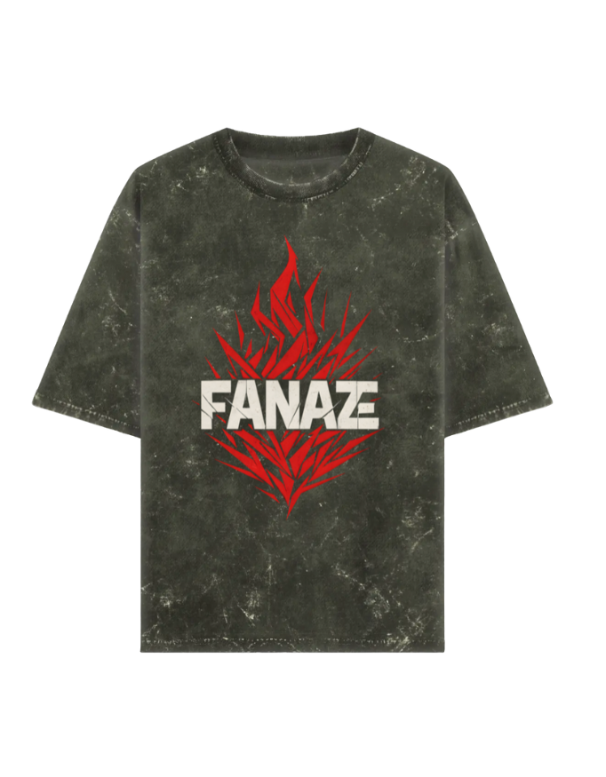 FANAZE Burnt Core Premium Acid Washed Oversized Tee