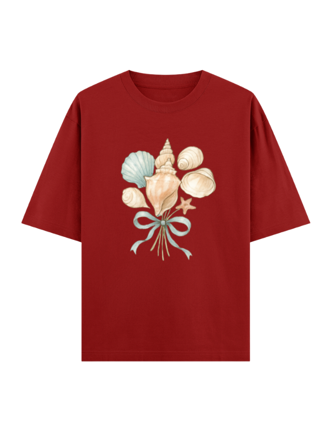 Seashell Bouquet with Blue Ribbon Oversized T-shirt