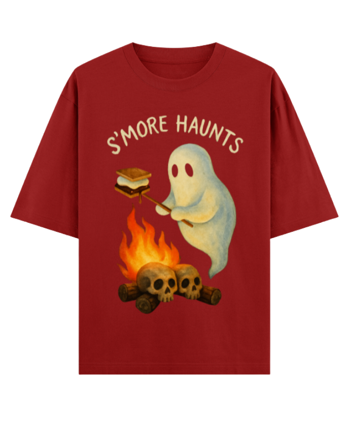 Ghostly S’more Roasting Oversized Halloween T-shirt