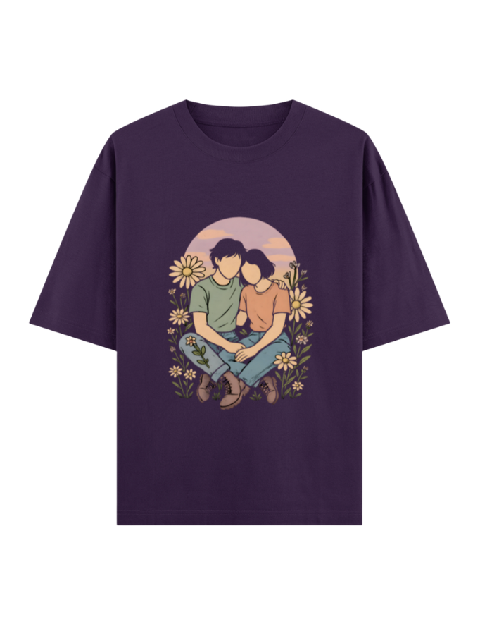 Timeless Love Amidst Blossoms Oversized T-shirt