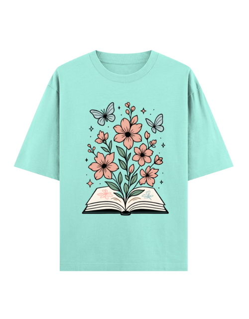 Blooming Book with Butterflies Oversized T-shirt