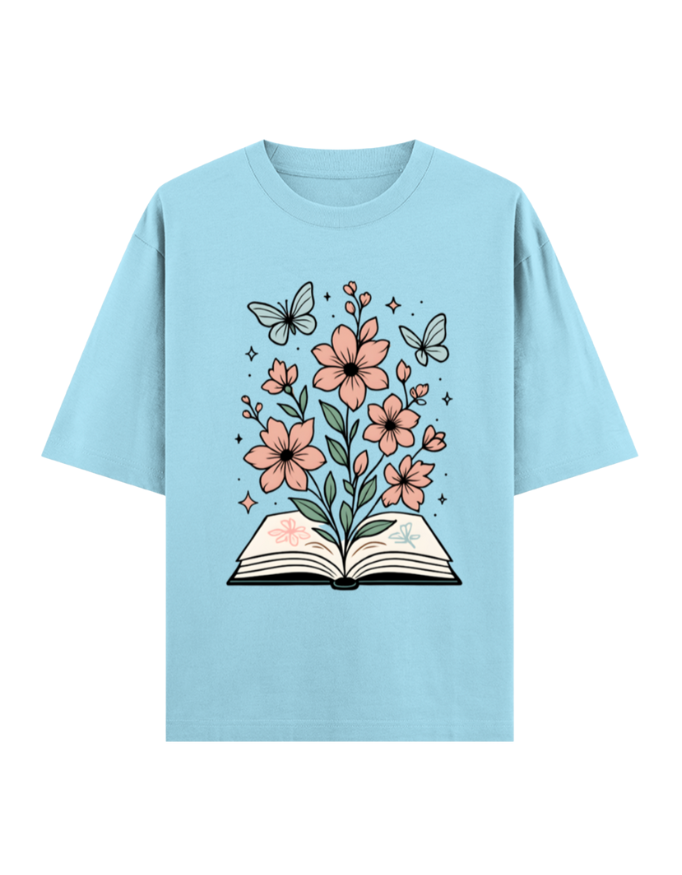Blooming Book with Butterflies Oversized T-shirt