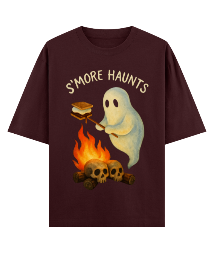 Ghostly S’more Roasting Oversized Halloween T-shirt