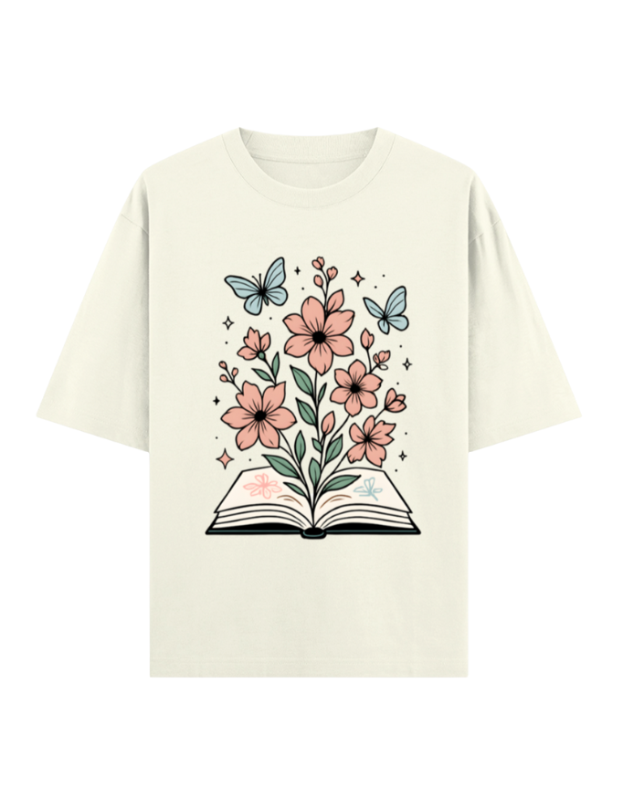 Blooming Book with Butterflies Oversized T-shirt