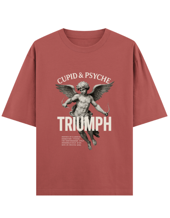 Weathered Cupid Statue Oversized T-shirt