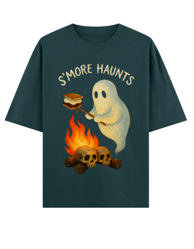 Ghostly S’more Roasting Oversized Halloween T-shirt