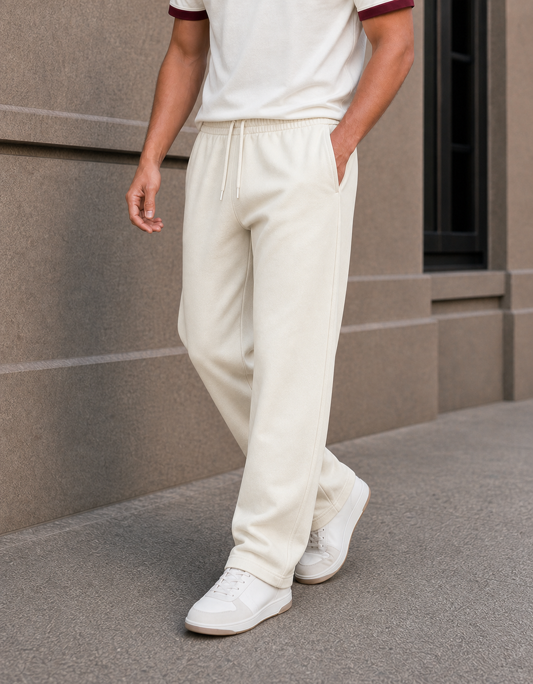 Black EaseFlow Sweatpants with white shoes