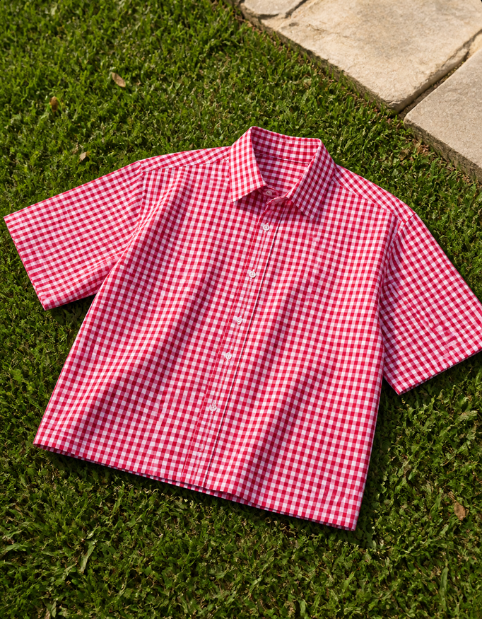 Fanaze Red Picnic Oxford Boxy Fit Shirt