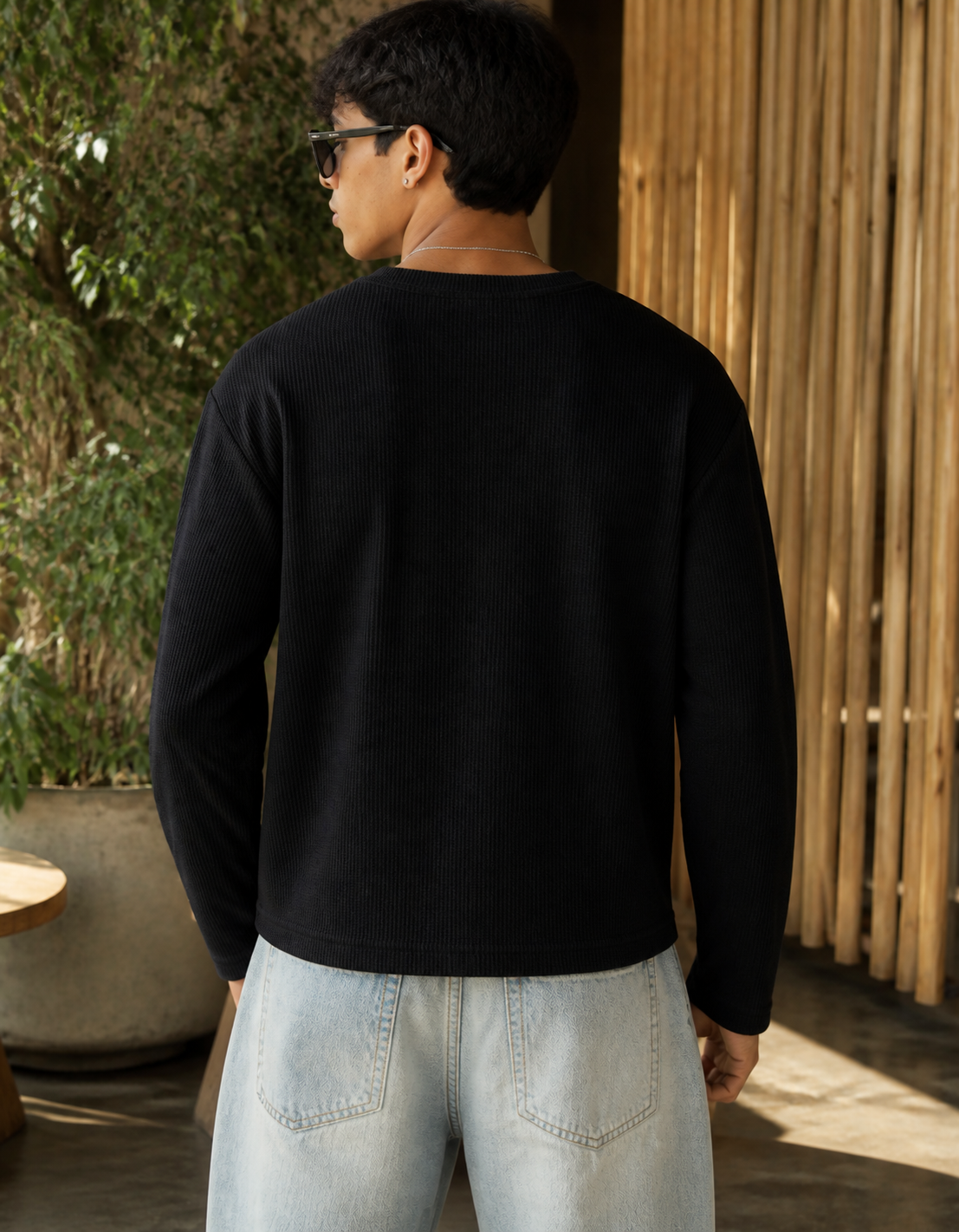Fanaze Waffle Knit Henley Tee