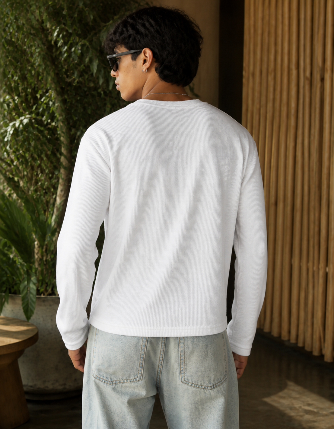 Fanaze Waffle Knit Henley Tee