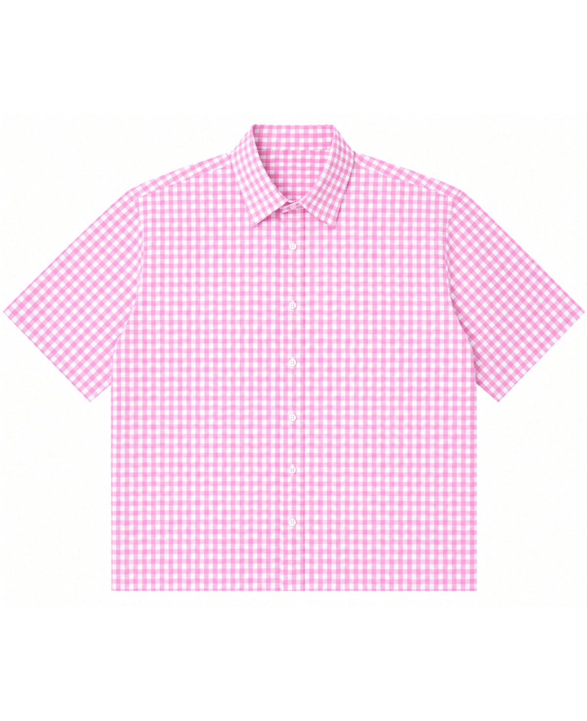 Pink Gingham Oxford Boxy Shirt Front Design