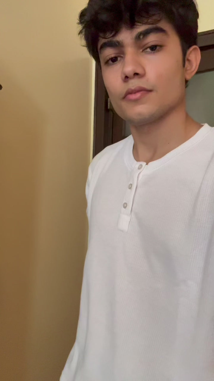 Waffle Knit Henley in real life